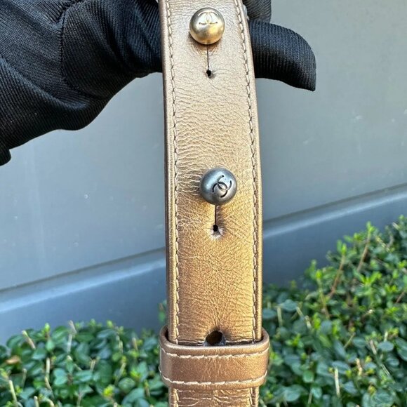 CHANEL Small Gabrielle Hobo Shoulder Bag Quilted Gold Calfskin Leather Authentic - Picture 8 of 9